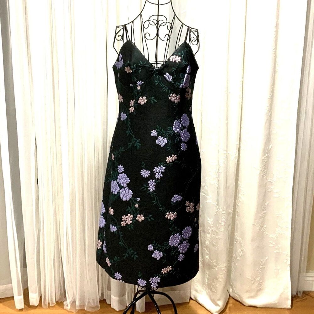 REBECCA TAYLOR Vine Jacquard Dress Black Size 12